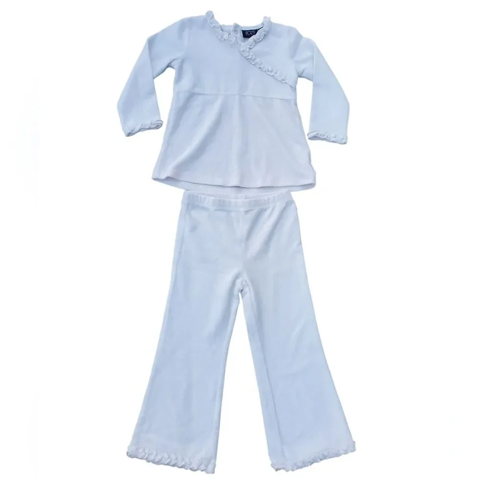 The Children's Place White Velour Matching Set